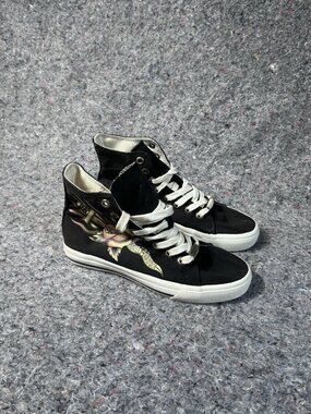 Harley-Davidson Women’s D83607 Rose & Dagger Canvas High Top Shoes Black Sz 7